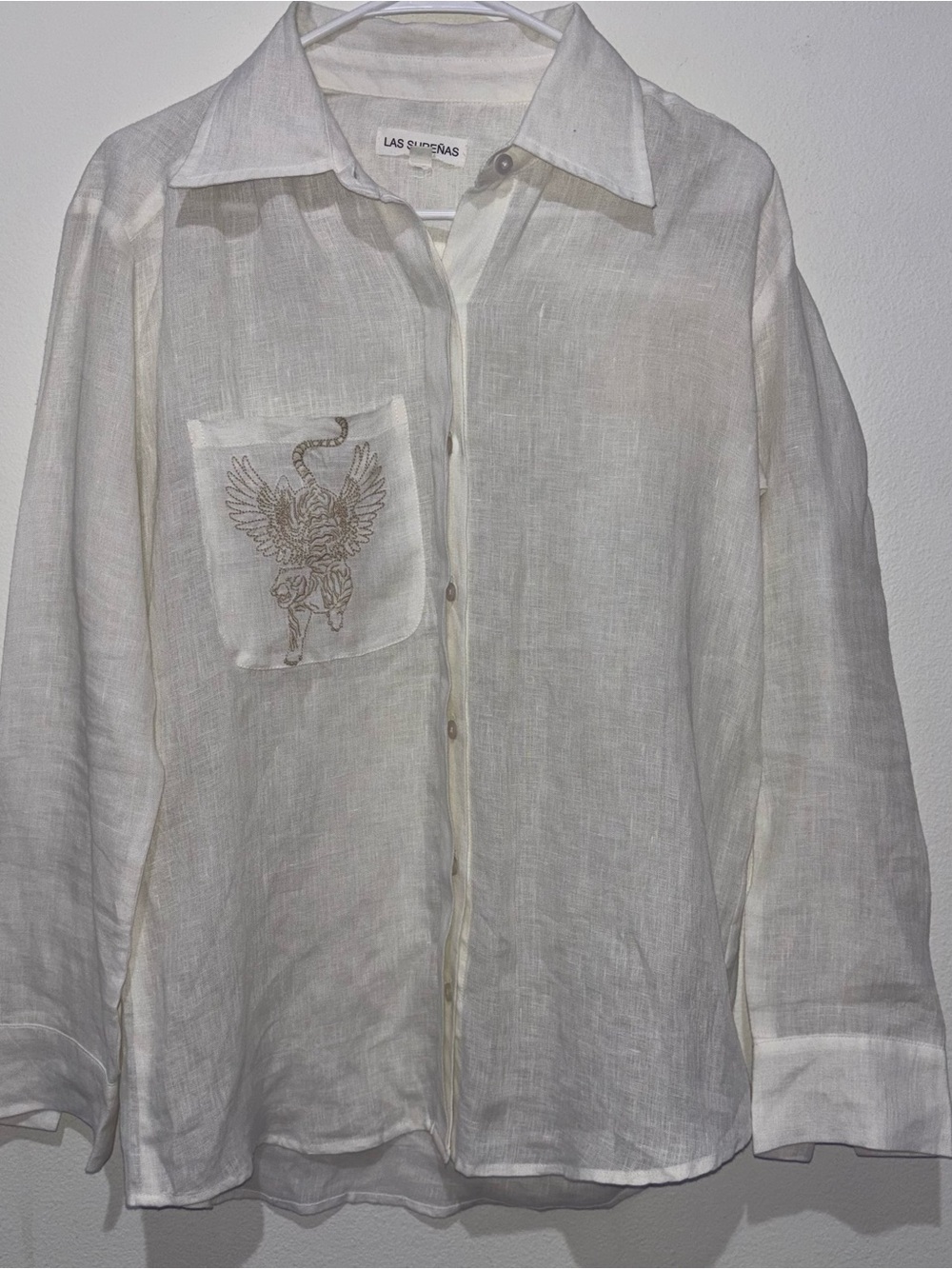 Las Surenas Linen Button Down Top Size Small